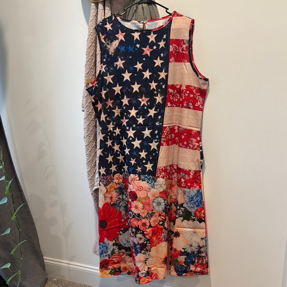 Patriotic Floral Sleeveless Dress